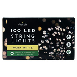 XMAS LIGHTS LED B/O TIMER WARM WHITE 100B