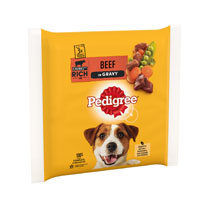 PEDIGREE DOG POUCH BEEF & VEG GRAVY 3PK