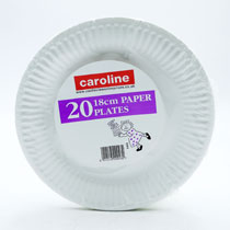 CAROLINE WHITE PAPER PLATES 18CM 1401