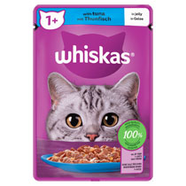 WHISKAS 1+ CAT FOOD POUCH TUNA IN JELLY