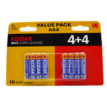 KODAK BATTERIES XTRALIFE ALKALINE AAA 4+4PK