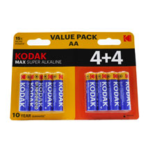KODAK BATTERIES XTRALIFE ALKALINE AA 4+4PK