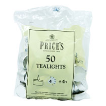 PRICES TEALIGHT CANDLES WHITE 4HR BURN