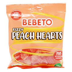 BEBETO FIZZY PEACH HEARTS
