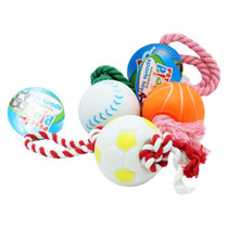 PETS PLAY ROPE SQUEEKY SPORTS TOY ASST