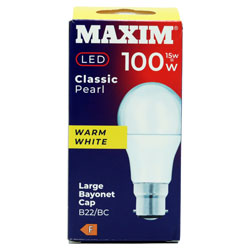 MAXIM BULB LED GLS B22 WARM WHITE