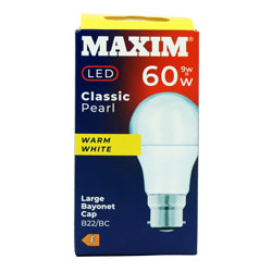 MAXIM BULB LED GLS B22 WARM WHITE