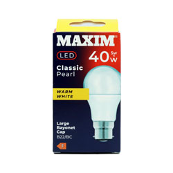 MAXIM BULB LED GLS B22 WARM WHITE