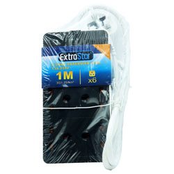 EXTENSION LEAD 6 GANG 1M BLACK & WHITE