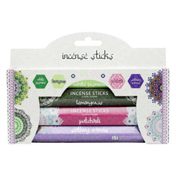 PAN AROMA 4PK INCENSE STICKS-JASMINE/LEMONGRA/PATC