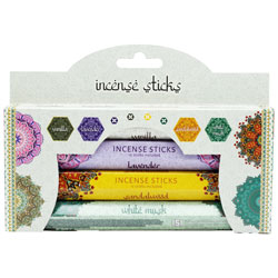 PAN AROMA 4PK INCENSE STICKS - VANILL/SANDALWOOD/M
