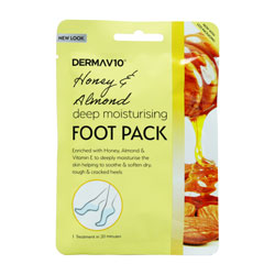 DERMA V10 FOOT PACKS HONEY & ALMOND 1PK