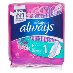 ALWAYS PLATINUM TOWEL SIZE 1 NORMAL WINGS