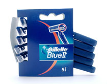 GILLETTE BLUE II RAZOR FIXED DISPOSABLE CARDED