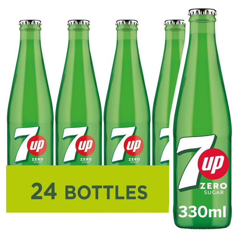 7UP ZERO LEMON & LIME GLASS BOTTLES